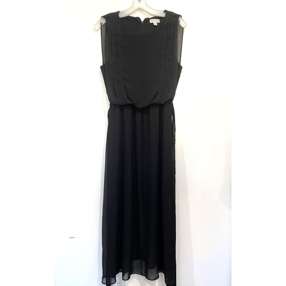 BISOU BISOU Black Formal Draped Pleated Keyhole Maxi Long Tie back Dress Size 8 - Picture 1 of 7